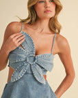 DENIM FLOWER MAXI DRESS