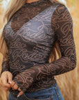 Amanda Sleeve Mesh top Long Sleeve Top