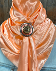 35X35" Solid Peach Wild Rag / Scarf WRS24 - Western Concho Wild Rag Slides - Assorted