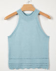 Solid Cut-Out Scallop Hem Ribbed Tank Top