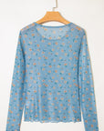 Floral Mesh Long Sleeve Top
