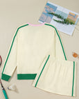 Colorblock Ribbed V-Neck & Skort Athleisure Set