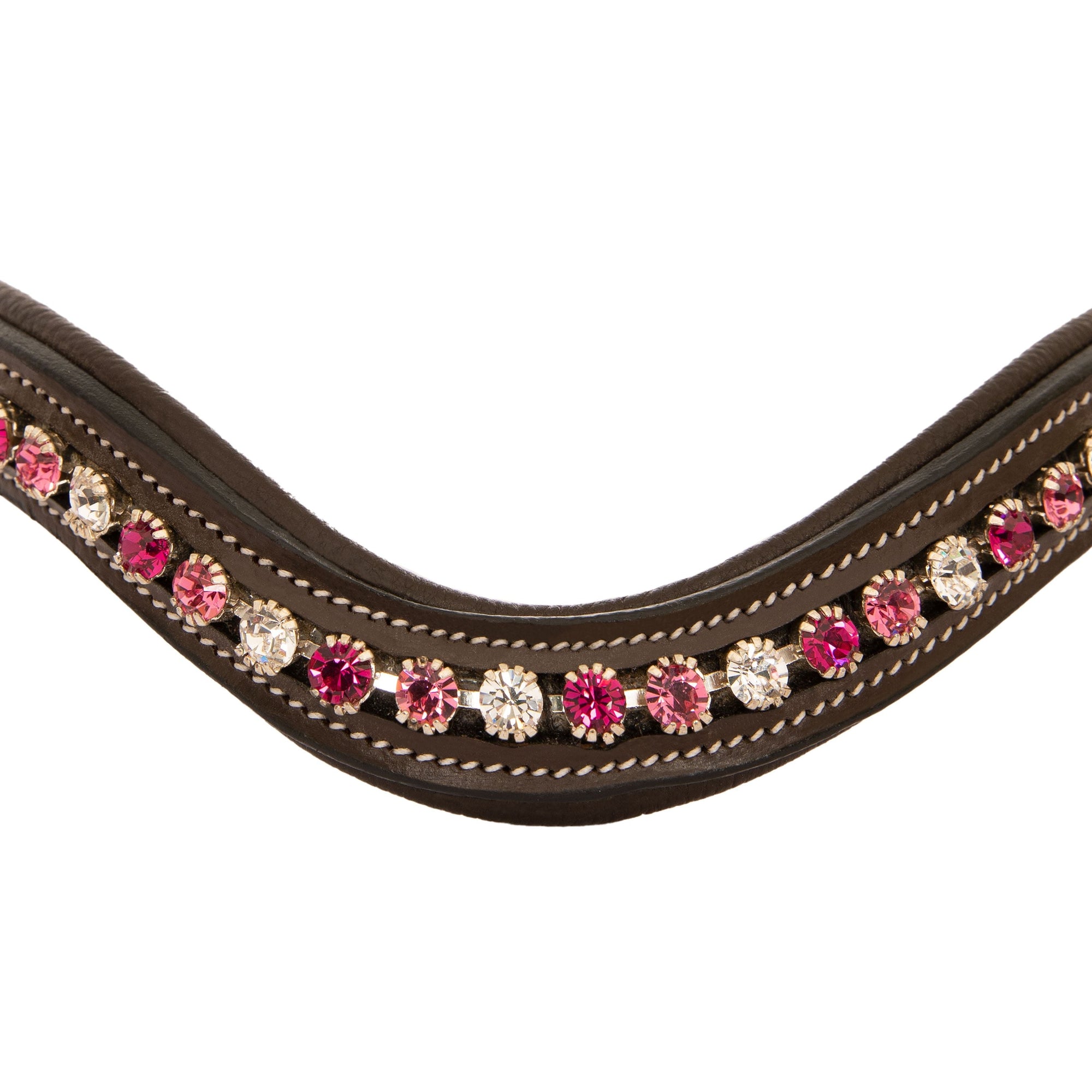 ExionPro Designer Clear Light Pink &amp; Maroon linked Crystal Browband
