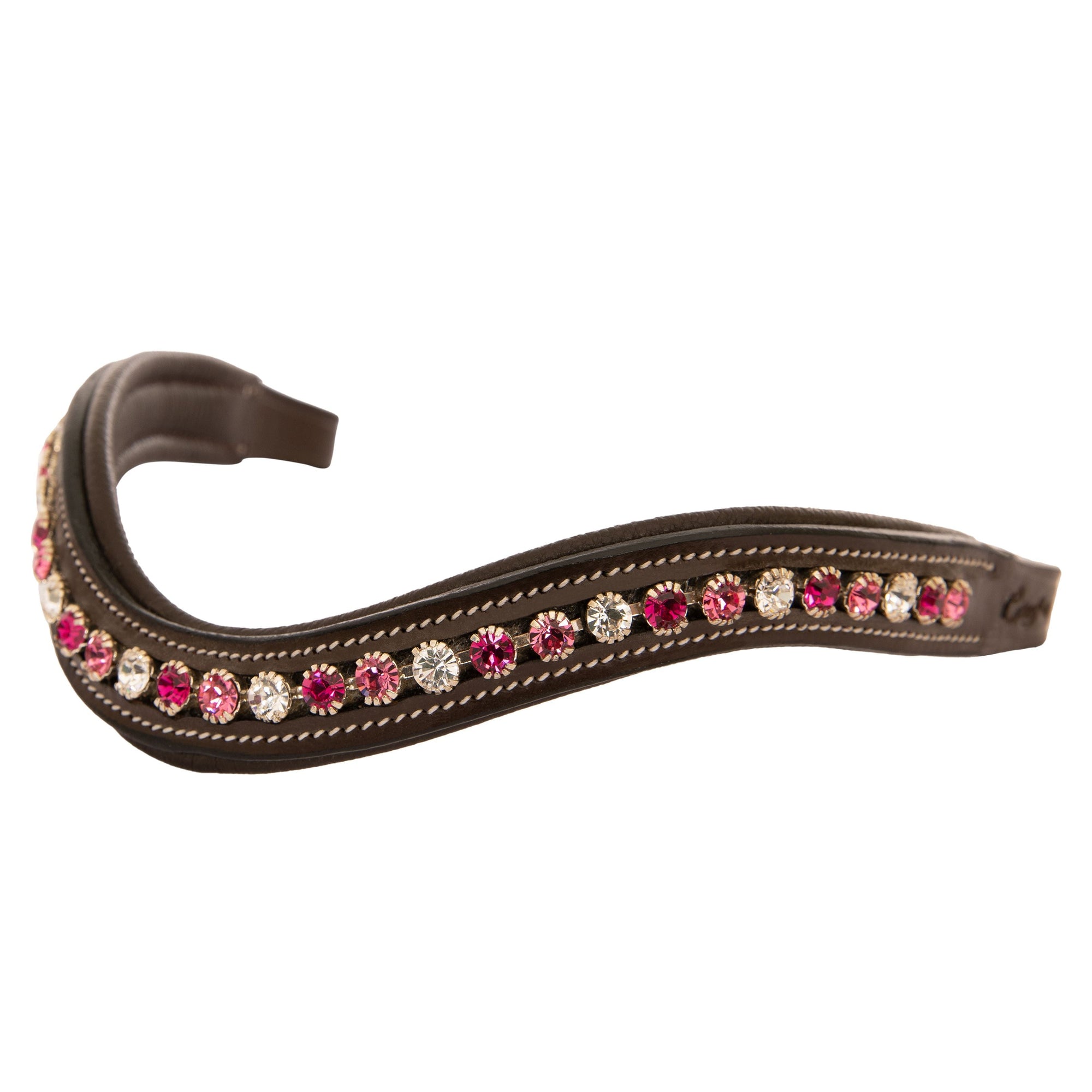 ExionPro Designer Clear Light Pink &amp; Maroon linked Crystal Browband