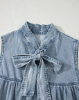 Clare Sleeveless Ruffled Chambray Dress