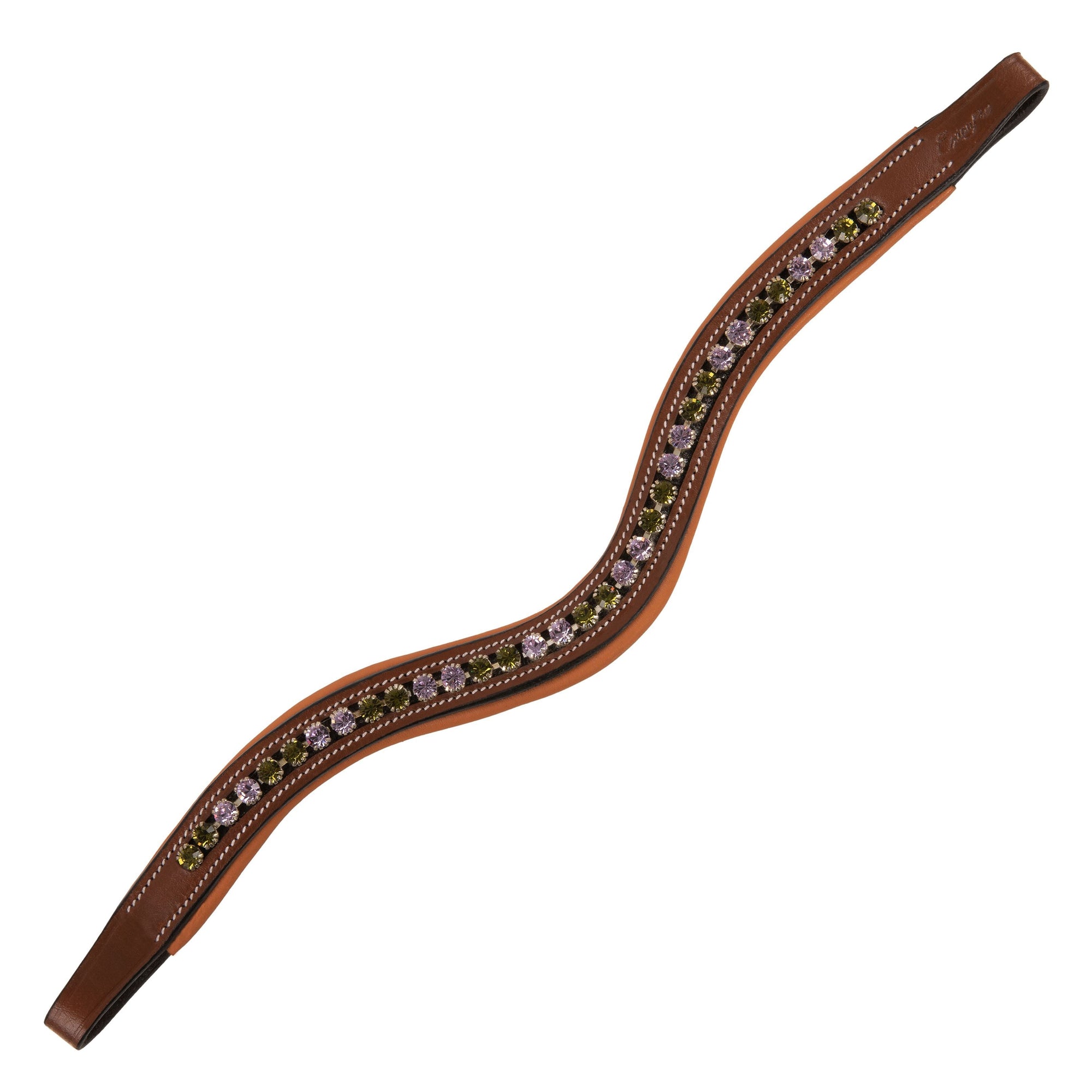 ExionPro Elegant Deep Curved Soft Padded Olivine, Violet Colored Crystal Browband