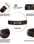ExionPro Silver Snaffle Padded Leather Dog Collar - Brown Padding