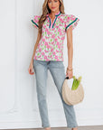 Elyse Ruffled Short Sleeve Blouse