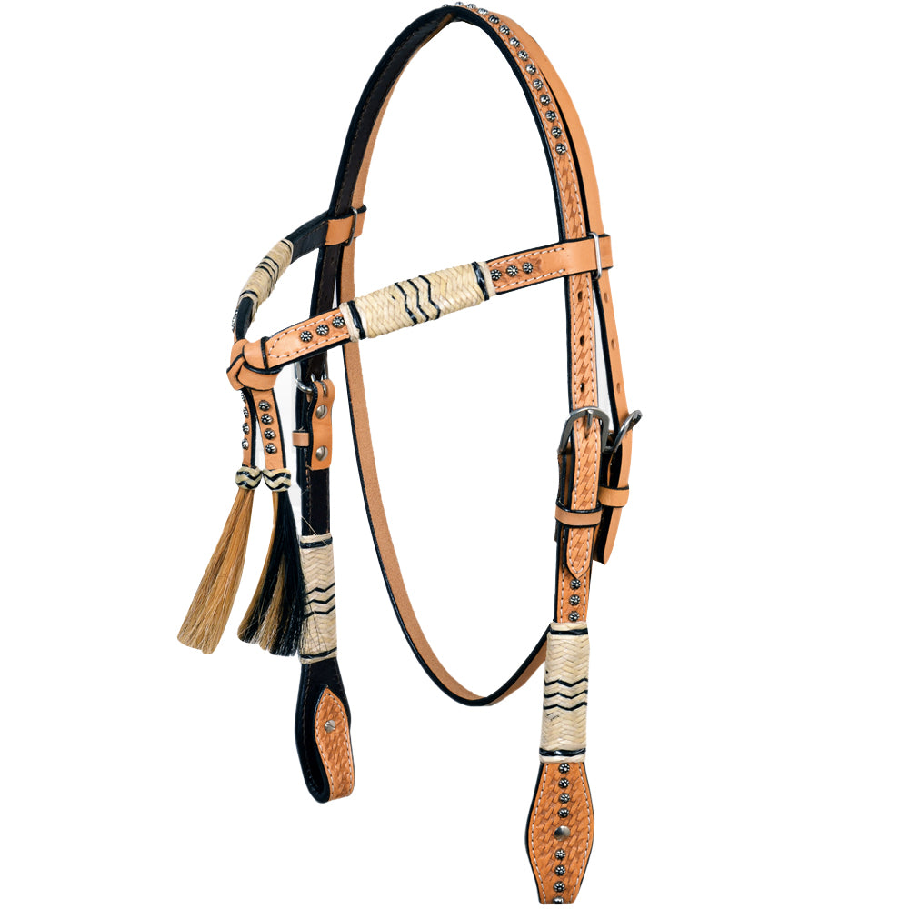 Western Horse Headstall Tack Bridle American Leather Braided Oil Hilason