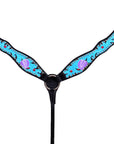 Western Horse Breast Collar Tack American Leather Black Turquoise Hilason