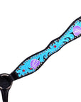 Western Horse Breast Collar Tack American Leather Black Turquoise Hilason