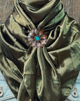 35X35" Solid Olive Wild Rag / Scarf WRS28 - Western Concho Wild Rag Slides - Assorted