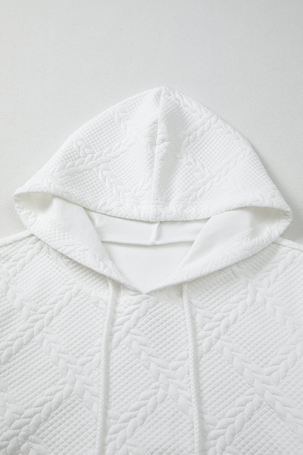 Cable Lattice Textured Kangaroo Pocket Hoodie