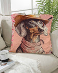 Painted Dachshund Pillow Cover Durable Premium Polyester 18x18 Inches Made In America