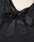 Metallic Satin Bow Open Back V-Neck Top
