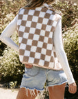 Checker Sherpa Collared Jacket Vest