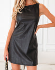 Emelia Leather Sleeveless Mini Dress