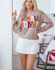 GOBBLE Thanksgiving Raw Hem Sweatshirt