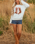 Amanda Embroidered Bow Boots Sweater