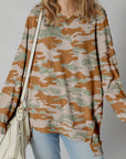 Camo Reverse Seam Drop Shoulder Sweatshirt