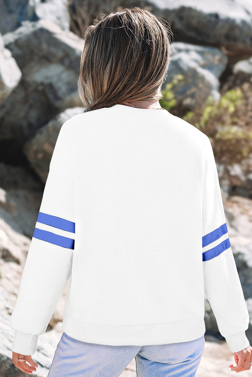 Varsity Stripe Drop Shoulder Oversized Sweatshirt