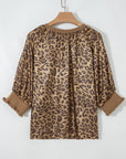 Metallic Leopard 3/4 Sleeve Blouse