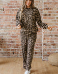 Leopard Patchwork Pullover and Drawstring Pant Set