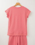 Checker Textured Tee and Drawstring Shorts