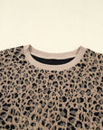 Plus Size Leopard Textured Long Sleeve Top