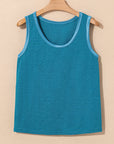 Metallic Contrast Trim Scoop Neck Tank Top