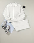 Solid Zip-Up Jacket and Drawstring Pants Set
