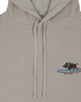 Embroidered Surfing Boar Hoodie Light Gray