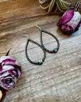 Mixed Turquoise & Spiny Oyster Teardrop Earrings – Sterling Silver Pearls
