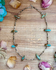 22” Chunky Turquoise & Dark Brown Shell Heishi Necklace
