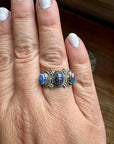 Band Ring - Size 8 12 - Purple Dahlia & sterling silver