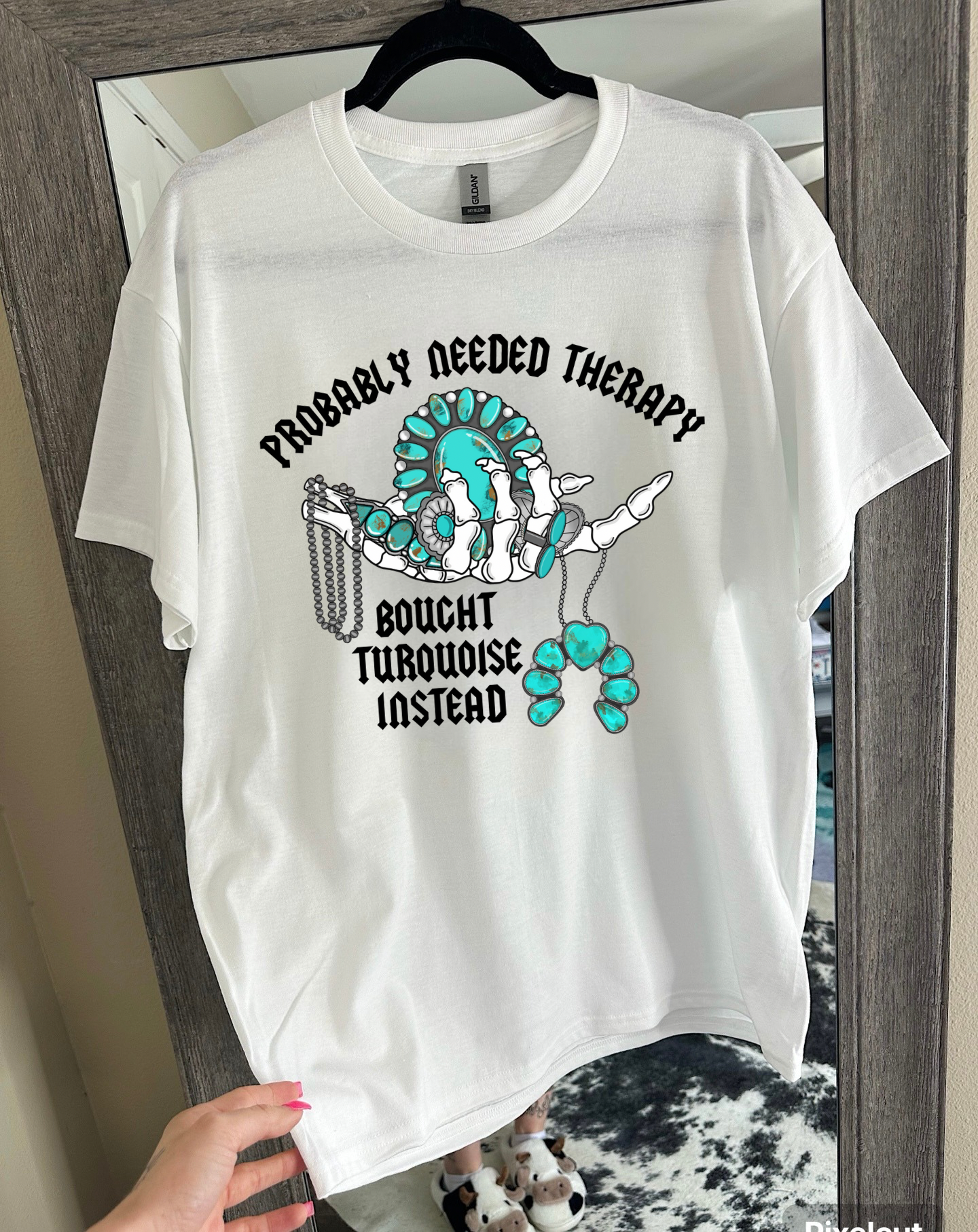 Turquoise &amp; Therapy tee or crewneck