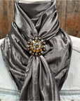 35X35" Solid Silver / Grey Wild Rag / Scarf WRS15 - Crystal Concho Wild Rag Slides - Assorted