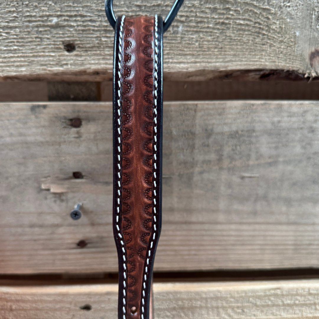 Black Flower Power Tooled Lariat &amp; Leather Combo Halter
