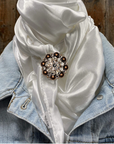 35X35" Solid White Wild Rag / Scarf WRS3 - Crystal Concho Wild Rag Slides - Assorted