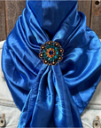 35X35" Solid Electric Blue Wild Rag / Scarf WRS17 - Crystal Concho Wild Rag Slides - Assorted