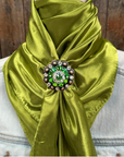 35X35" Solid Light Green Wild Rag / Scarf WRS22 - Crystal Concho Wild Rag Slides - Assorted