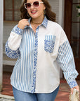 Livia Striped Patchwork Casual PLUS Shirt