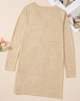 Solid Open-Front Buttoned Cardigan