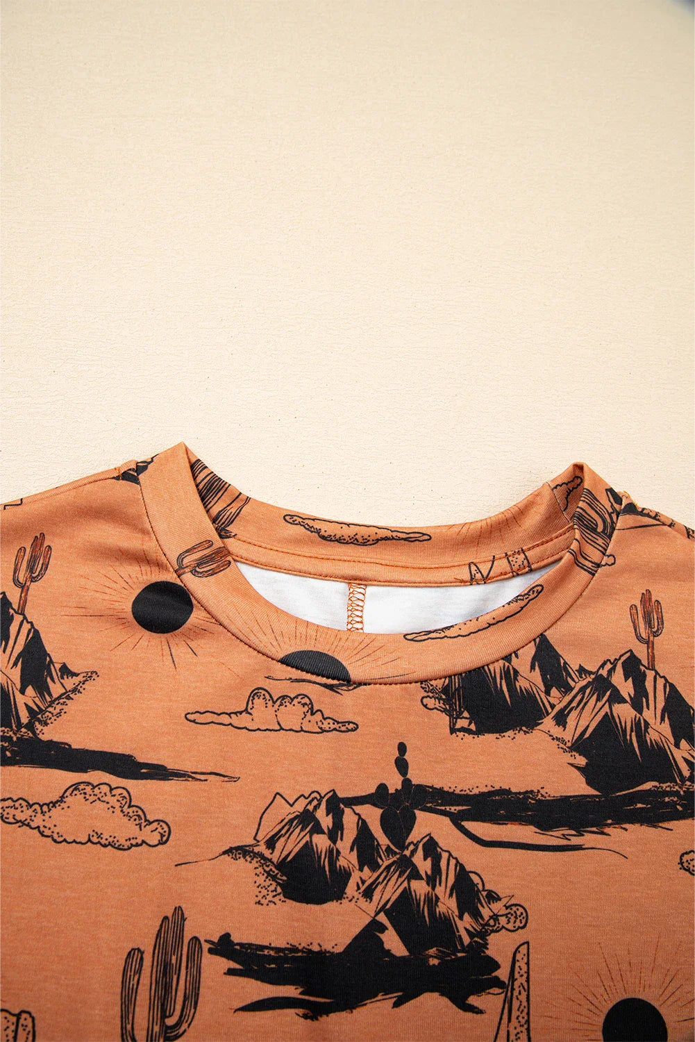 Western Desert Short Sleeve Knit Top