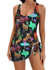 Baha Ranch Vegas Neon Skirted Swimsuit