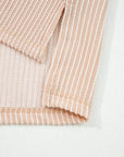 Solid Corded Knit Long Sleeve Top