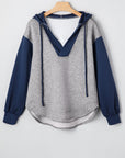 Zariyah Block Patchwork Drawstring Hoodie