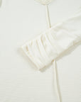 Lace Trim Ruched Long Sleeve V-Neck Thermal Top
