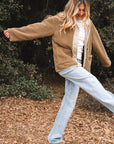 Fleece Corduroy Patchwork Button Up Jacket