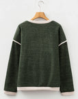 Contrast Trim Knit Drop Shoulder Top